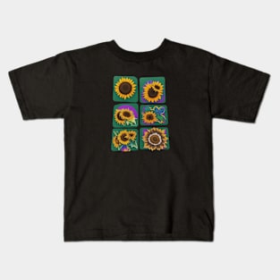 Sunflower Flora Positive Minimalist Vintage Retro Kids T-Shirt